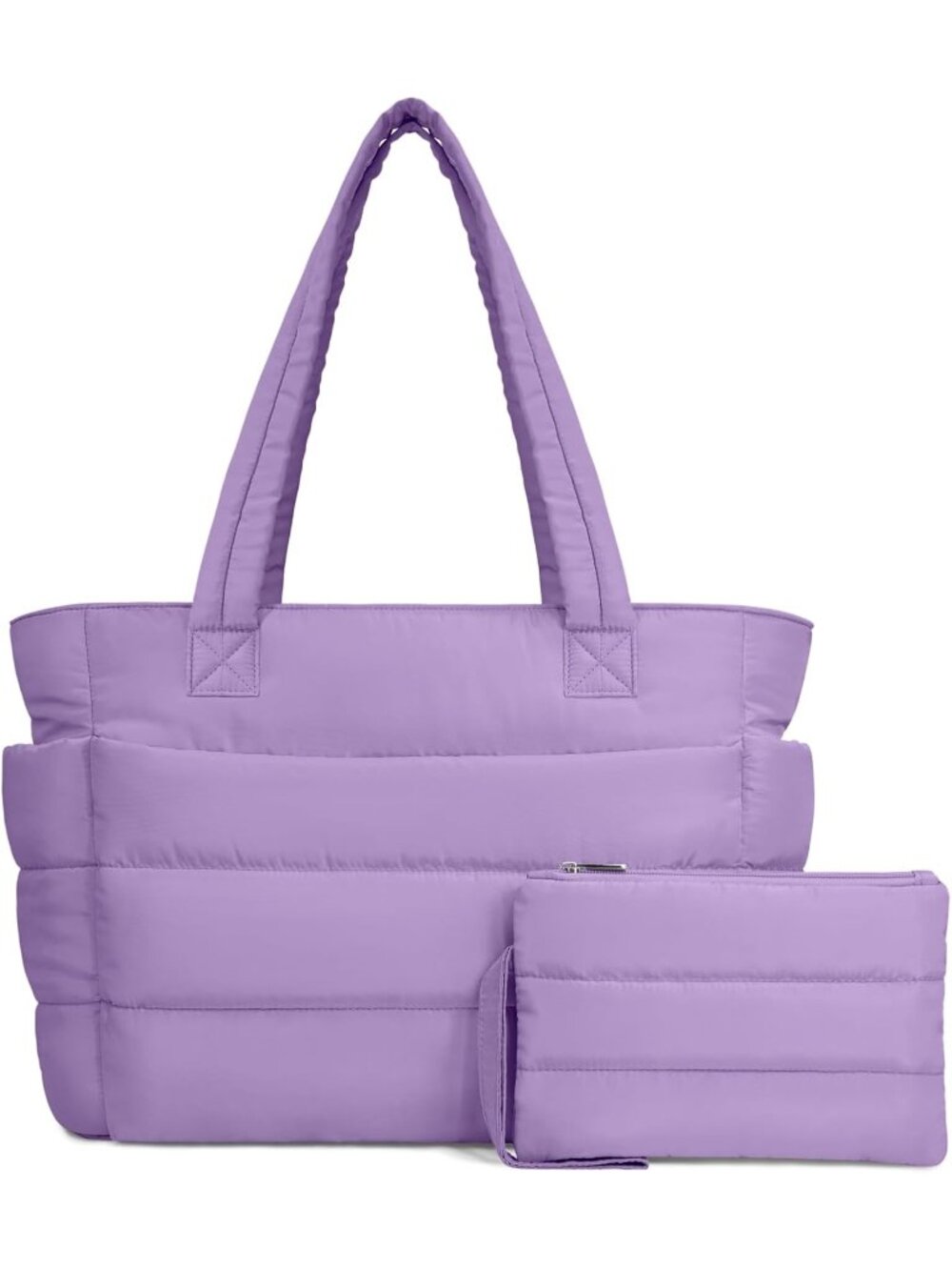 Women's Light Purple Travel lightweight Puffy Tote Handbag Quilted Shoulder Bag